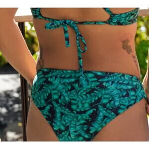 Fused Hawaii Swim Hapuna Tropical State Of Mind Green Bikini Bottom Women XS